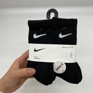 Kids Nike 6-Pack Performance Crew Socks Black 10C-3Y